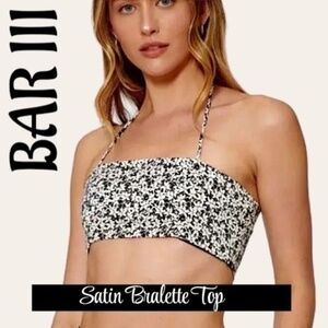 BAR III By Sofia Richie Satin Ditsy Printed Bralette Top